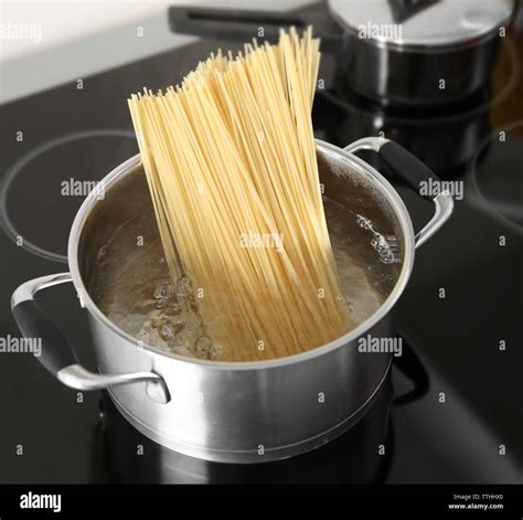 Boiling pasta on stove